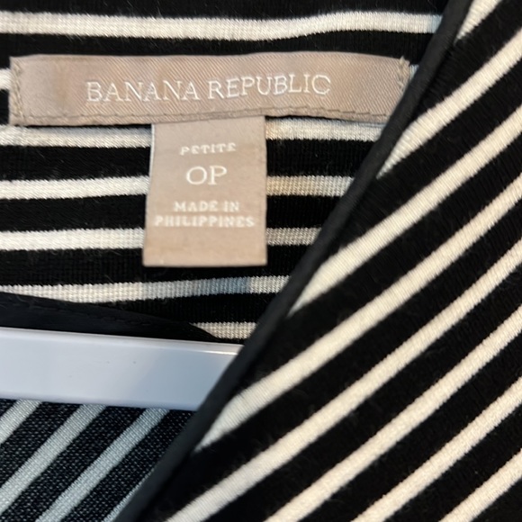 Banana Republic Black & White Fit & Flare Piped Mixed Stripe Dress Sz0P - Picture 5 of 8